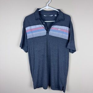 Travis Mathew Gray Striped Polo Large